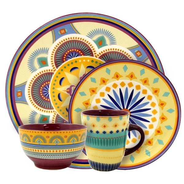 Fastfood Puesta De Sol 16 Piece Service for 4 Stoneware Dinnerware Set - FA3048824