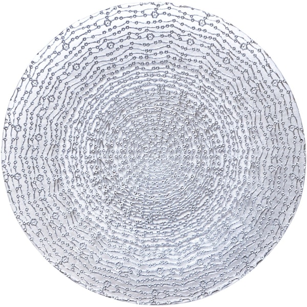 Bon Chef Luxury Design, Decorative Glass Charger, Silver, Handwash Only, (8Pcs / Case) - 200004S