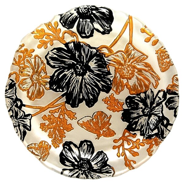 Red Pomegranate Red Pomegranate  Papillon Side Plates, Cream, Gold & Black - Set of 4 - 4403-1