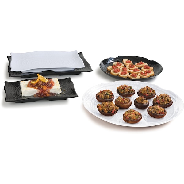 Carlisle Foodservice Rect Textured Platter, 13.5x9.25", Blk, PK4 - 4452003
