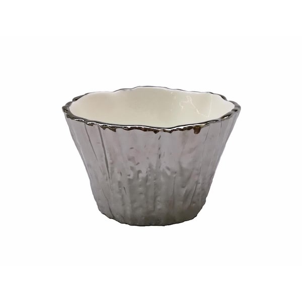 Jiallo Jiallo 69101 5 in. Botanic Porcelain Tree Bark Bowl; Silver - 69101