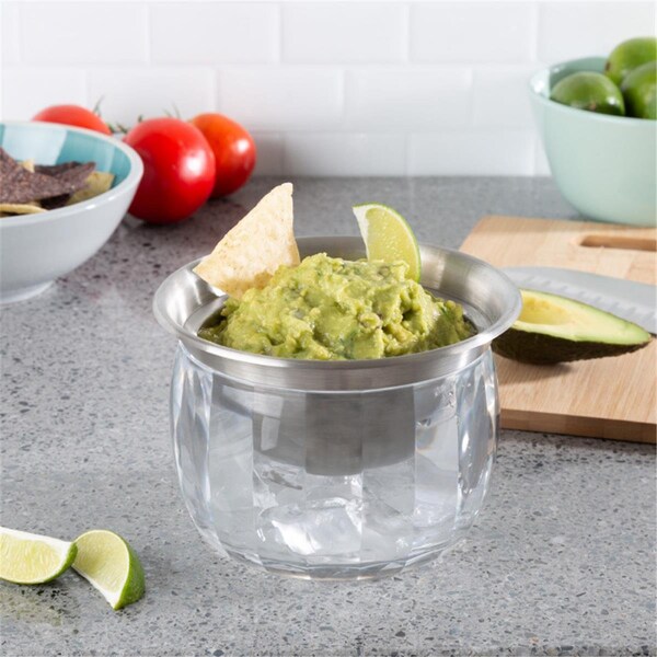 Classic Cuisine Cold Dip Bowl-Chilled Serving Dish with Ice Chamber-Servingware Container for Dip - 82-KIT1078