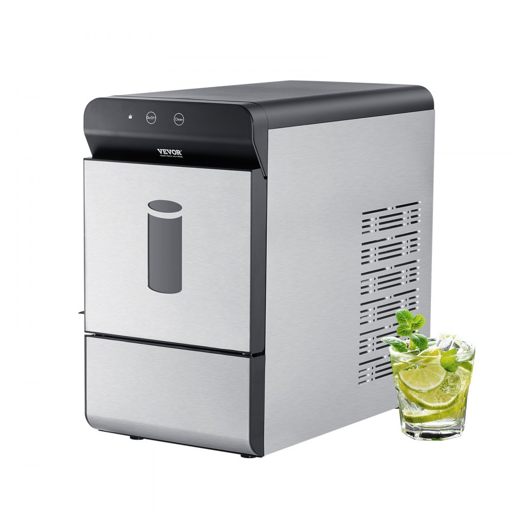 VEVOR Countertop Ice Maker, 37lbs in 24Hrs, Auto Self-Cleaning Portable Ice Maker with Ice Scoop, Basket and Drainpipe, 2 Ways Water Refill Stainless Steel Ice Machine for Home Kitchen Office Party - JJBTMSZB37LBSQ39LV1