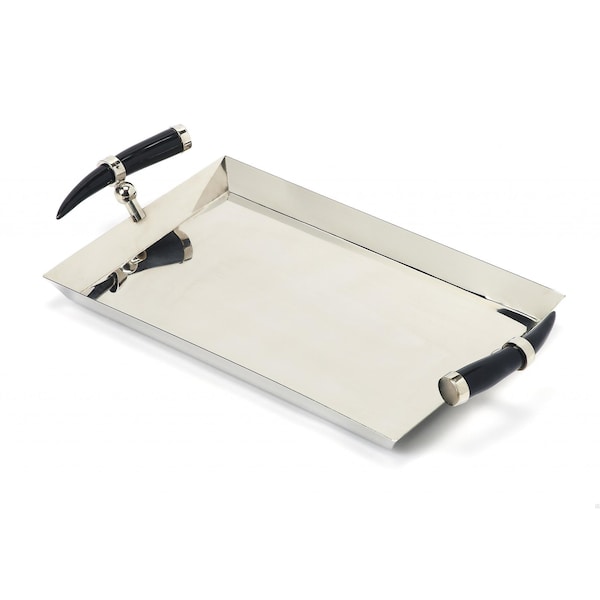 Homeroots 3 x 19 x 10.5 in. Rectangular Stainless Steel Serving Tray - 388898