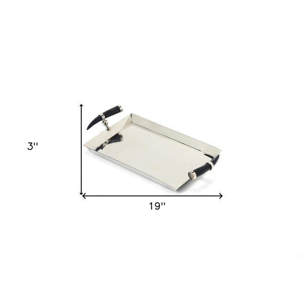 Homeroots 3 x 19 x 10.5 in. Rectangular Stainless Steel Serving Tray - 388898
