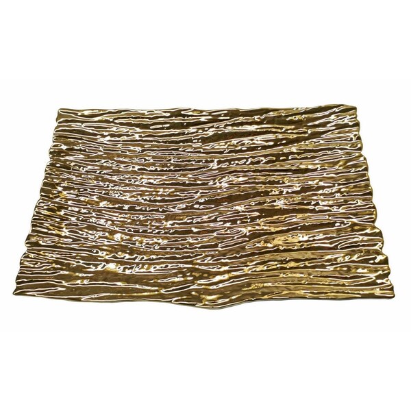 Jiallo Jiallo 69021 15.5 x 8.75 in. Botanic Porcelain Tree Bark Tray; Gold - 69021