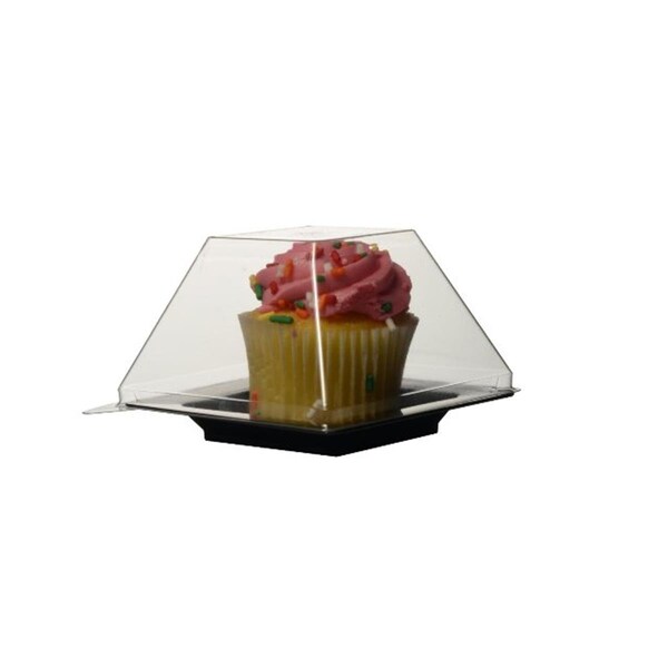 Fineline Settings Clear 3 and apos; and apos; x 3 and apos; and apos; Serving Tray PET Lid - 6200-L