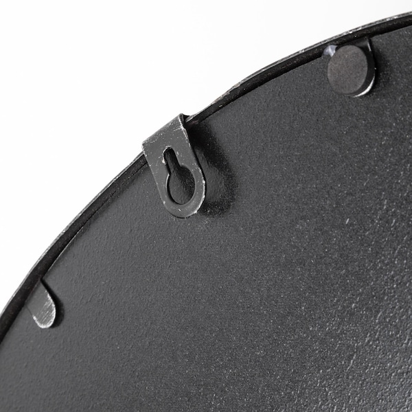 Homeroots Round Matte Black Metal with Mirrored Glass Bottom Trays - Set of 2 - 376025