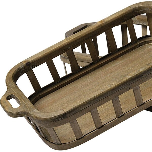 Homeroots Natural Finish Wood Nesting Trays - Set of 2 - 376048
