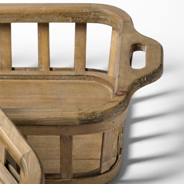 Homeroots Natural Finish Wood Nesting Trays - Set of 2 - 376048