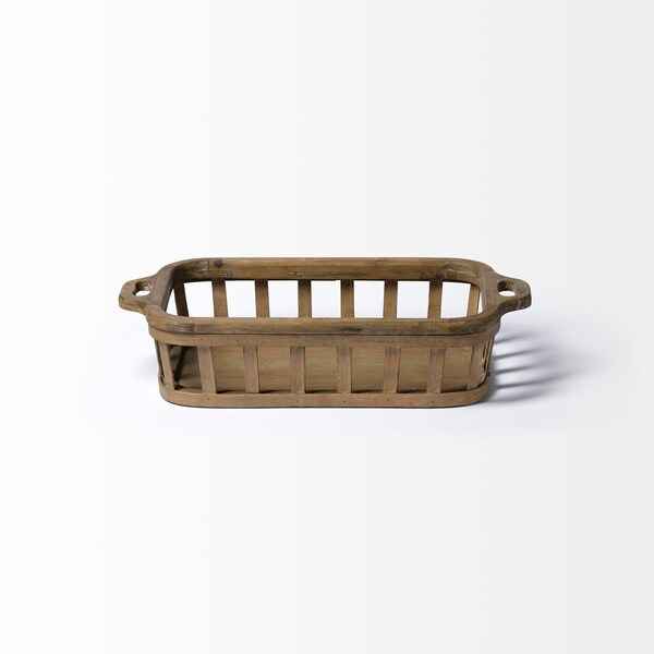 Homeroots Natural Finish Wood Nesting Trays - Set of 2 - 376048