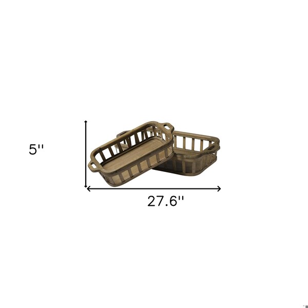 Homeroots Natural Finish Wood Nesting Trays - Set of 2 - 376048