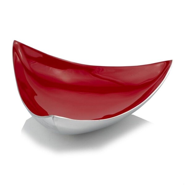 Homeroots HomeRoots 354585 14 x 14 x 4 in. Buffed & Poppy Red Trigon Tray - Poppy Red - 354585