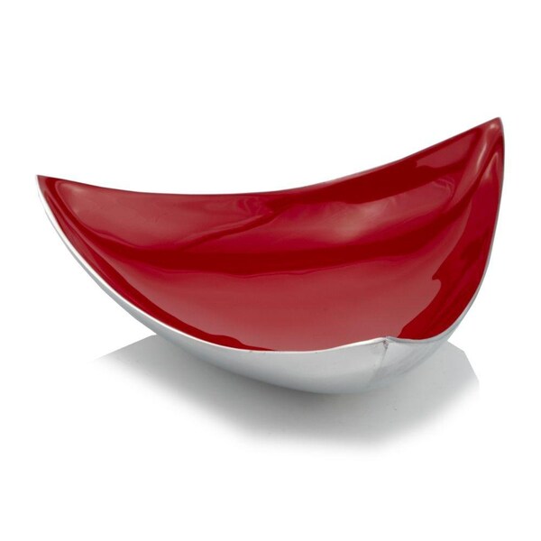 Homeroots HomeRoots 354585 14 x 14 x 4 in. Buffed & Poppy Red Trigon Tray - Poppy Red - 354585