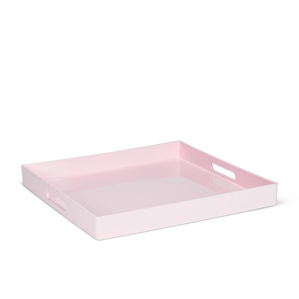 Abbott Collections 14.75 in. Glossy Square Tray, Light Pink - AB-27-GLOSS-SQ-07