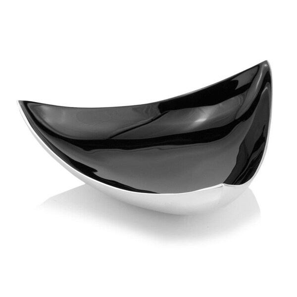 Homeroots 14 x 14 x 4 in. Buffed & Black Trigon Tray Black Enamel - 354587