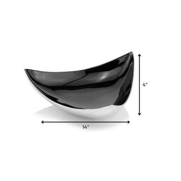 Homeroots 14 x 14 x 4 in. Buffed & Black Trigon Tray Black Enamel - 354587