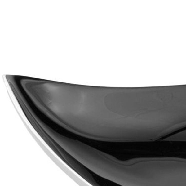 Homeroots 14 x 14 x 4 in. Buffed & Black Trigon Tray Black Enamel - 354587