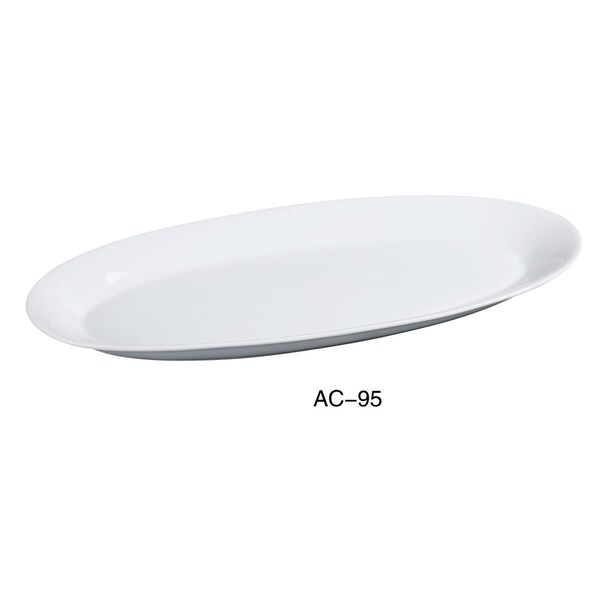 Yanco 25 in. ABCO Oval Platter, Porcelain, Super White, 2PK - AC-95