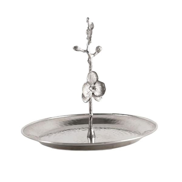 Jiallo Cake Plate with Plum Flower, Silver - EGV37-272