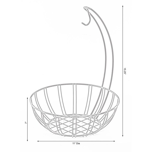Basicwise Wire Metal Fruit Basket Holder with Banana Hanger, Set of 2 - QI003494.2