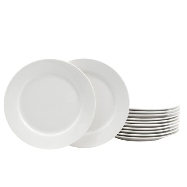 Gibson Home 7.5 in. Noble Court Dessert Plate Set, White - Set of 12 - 108046.01