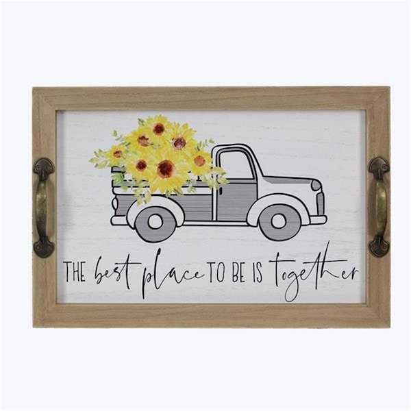 Youngs Wood Farm Truck Design Serving Tray with Metal Hardware - 21685