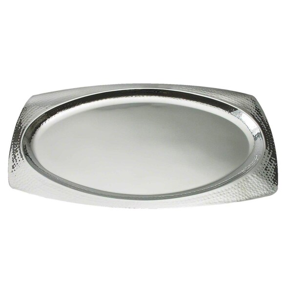 Comida 22 in. Oval Hammered Stainless Steel Tray - CO2817471