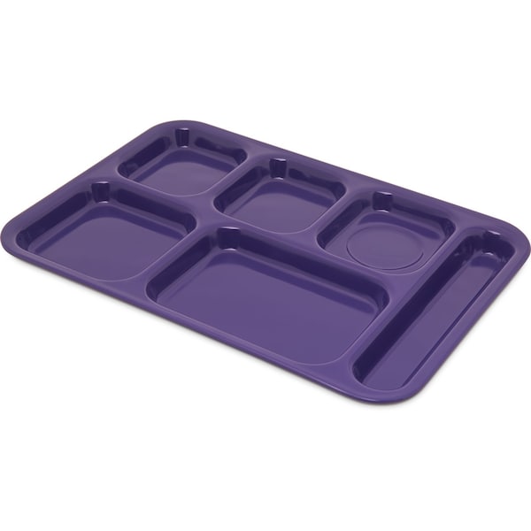 Carlisle Foodservice Right Hand 6 Comp Tray, Purple, PK12 - 4398887