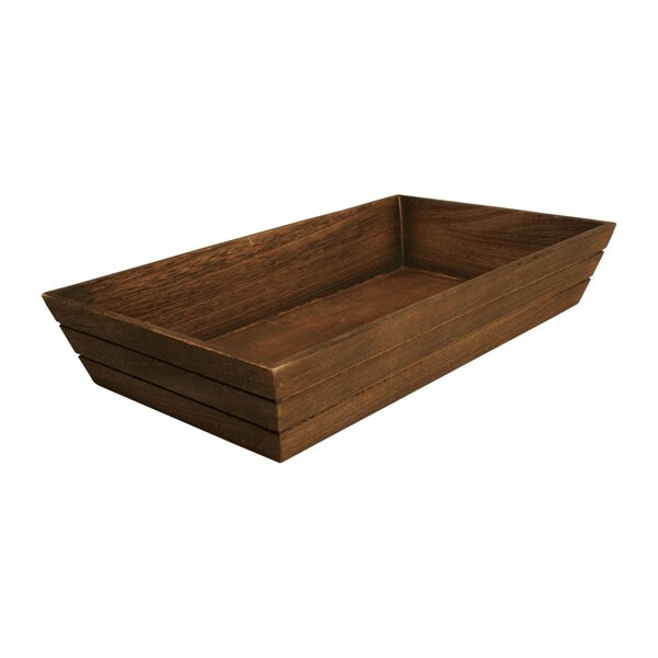 Wald Imports 8550-MD 17 in. Dark Stained Wood Grooved Serving Tray - 8550/MD