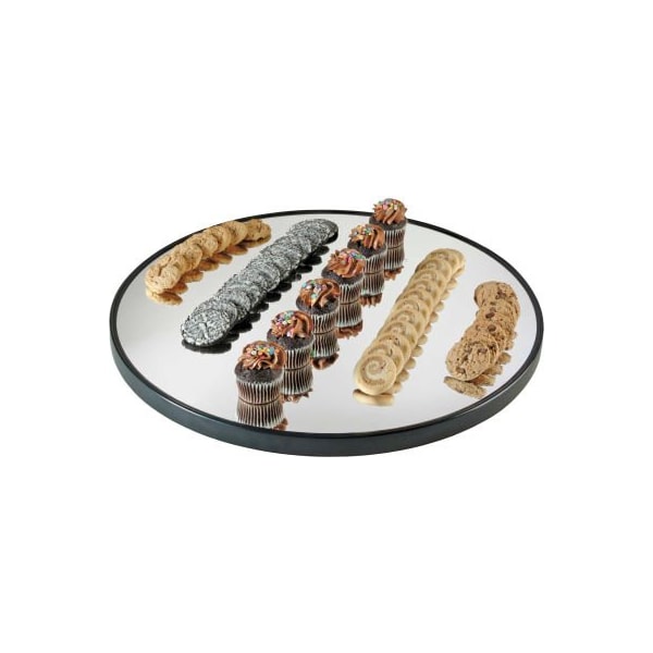 Cal Mil Plastics Cal-Mil Round Mirror Tray with Black Rim 24" Dia. x 1"D - RR240