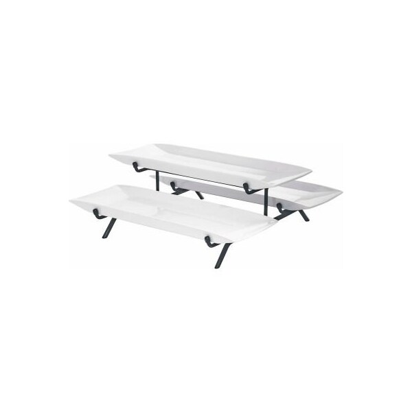 Cal Mil Plastics Cal-Mil 3 Long Melamine Platter Stand 18"W x 18"D x 8-1/2"H Black - SR1520-13