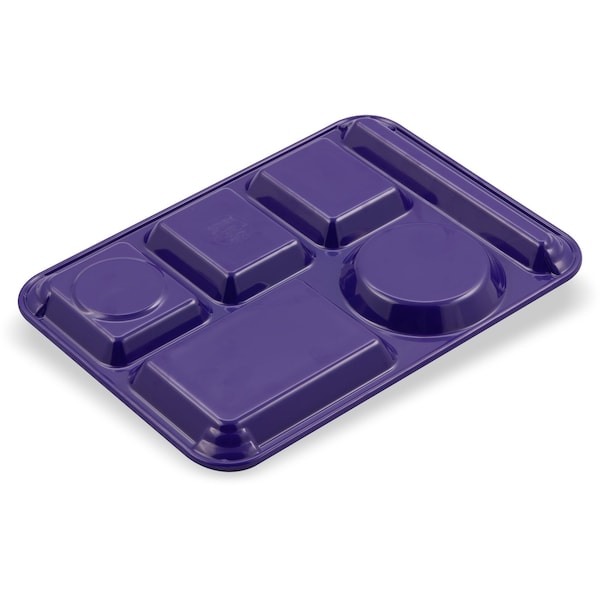 Carlisle Foodservice Lt Hand Hvy Wt, 6-Comp Tray, Prpl, PK12 - 4398087