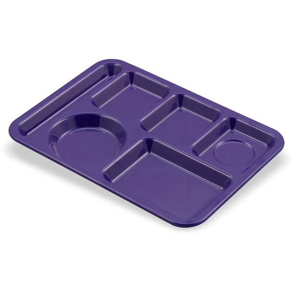 Carlisle Foodservice Lt Hand Hvy Wt, 6-Comp Tray, Prpl, PK12 - 4398087