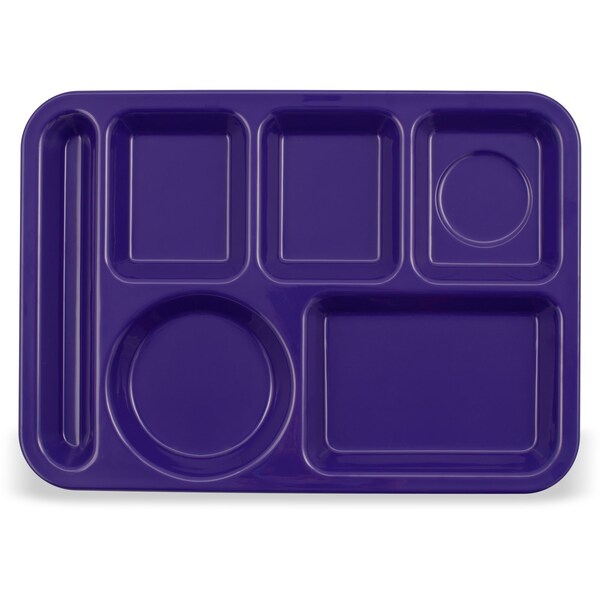 Carlisle Foodservice Lt Hand Hvy Wt, 6-Comp Tray, Prpl, PK12 - 4398087