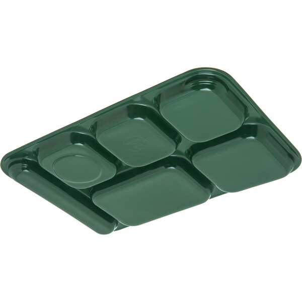 Carlisle Foodservice Right Hand 6 Comp Tray, Green, PK12 - 4398808