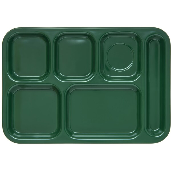 Carlisle Foodservice Right Hand 6 Comp Tray, Green, PK12 - 4398808