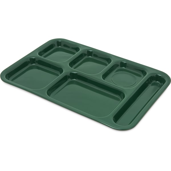 Carlisle Foodservice Right Hand 6 Comp Tray, Green, PK12 - 4398808