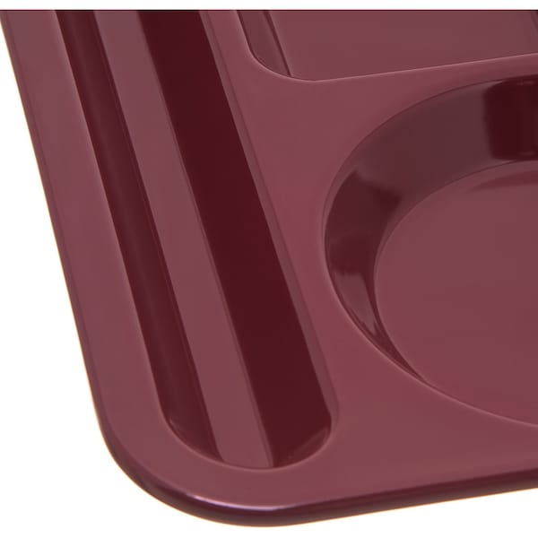 Carlisle Foodservice Lt Hand Hvy Wt, 6-Comp Tray, Cranbery, PK12 - 4398085