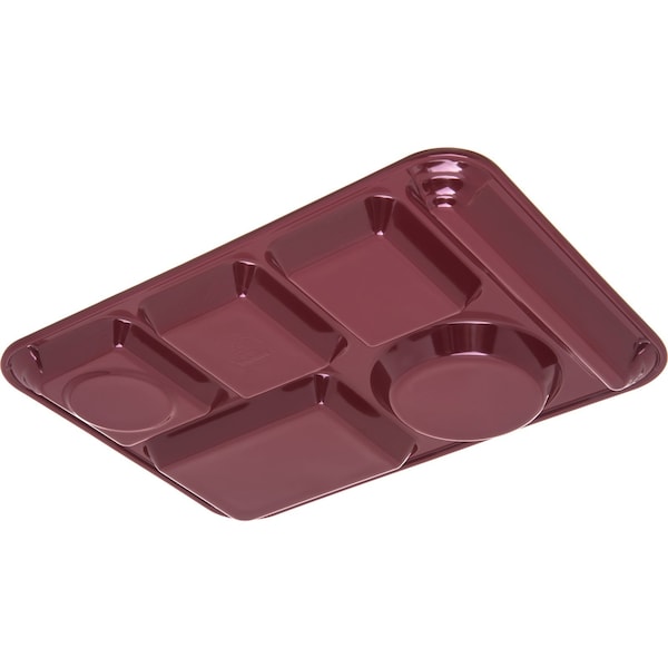 Carlisle Foodservice Lt Hand Hvy Wt, 6-Comp Tray, Cranbery, PK12 - 4398085