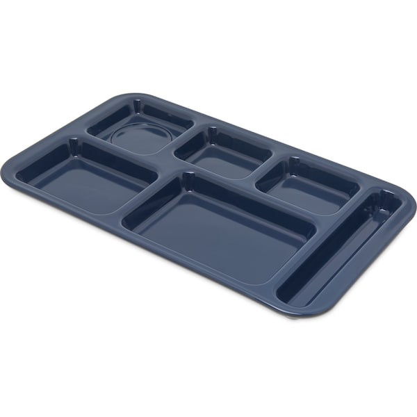 Carlisle Foodservice Rt Hand 6-Comp Melamine Tray, Dk Blu, PK12 - 4398250