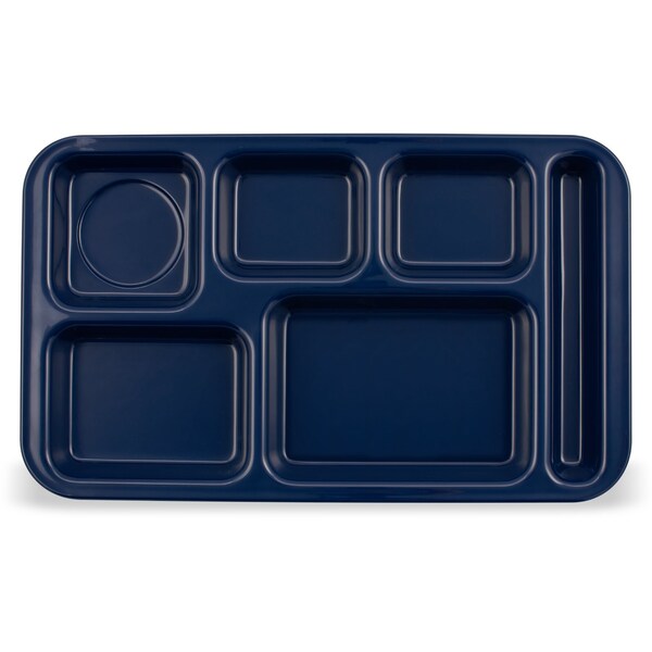 Carlisle Foodservice Rt Hand 6-Comp Melamine Tray, Dk Blu, PK12 - 4398250