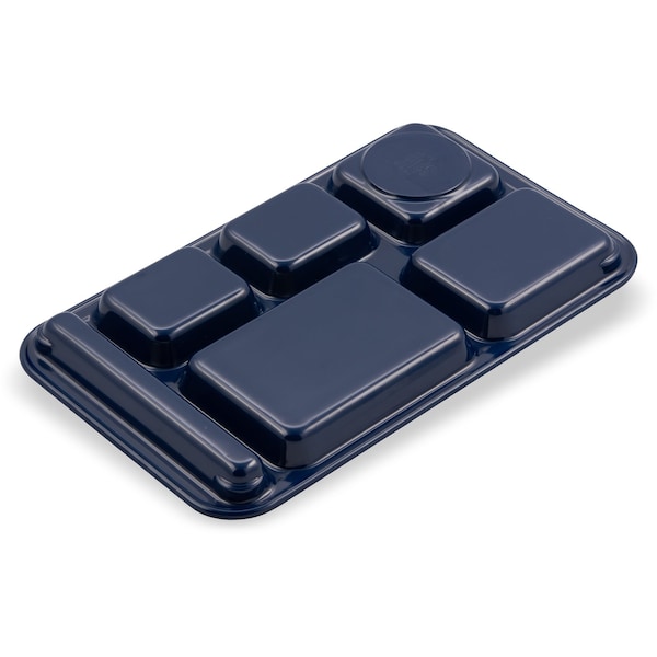 Carlisle Foodservice Rt Hand 6-Comp Melamine Tray, Dk Blu, PK12 - 4398250