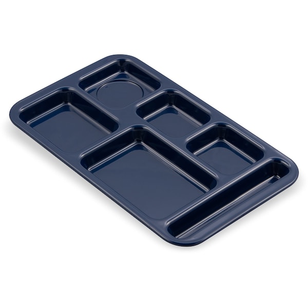 Carlisle Foodservice Rt Hand 6-Comp Melamine Tray, Dk Blu, PK12 - 4398250