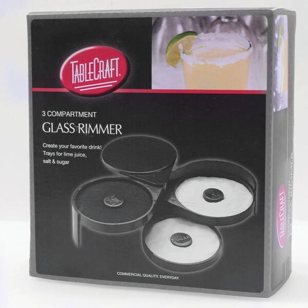 Tablecraft Glass Rimmer, 3 Swing Out Trays, Blk Abs P - H633