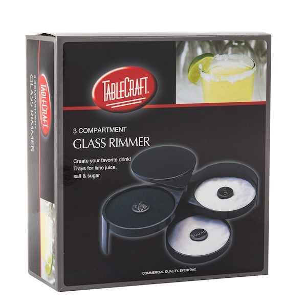 Tablecraft Glass Rimmer, 3 Swing Out Trays, Blk Abs P - H633