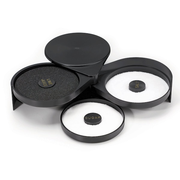 Tablecraft Glass Rimmer, 3 Swing Out Trays, Blk Abs P - H633
