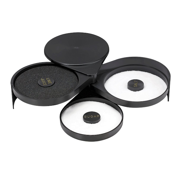 Tablecraft Glass Rimmer, 3 Swing Out Trays, Blk Abs P - H633