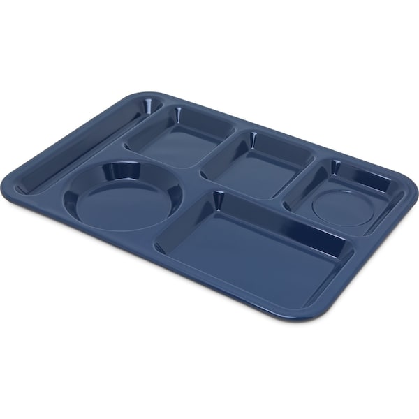 Carlisle Foodservice Lt Hand Hvy Wt, 6-Comp Tray, Dk Blue, PK12 - 4398050