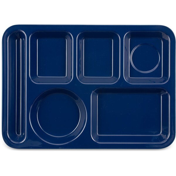 Carlisle Foodservice Lt Hand Hvy Wt, 6-Comp Tray, Dk Blue, PK12 - 4398050